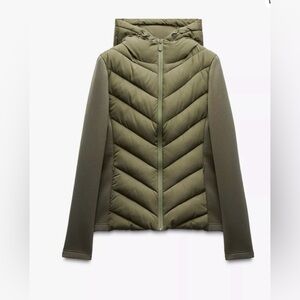 ZARA Combination Puffer Olive Green jacket